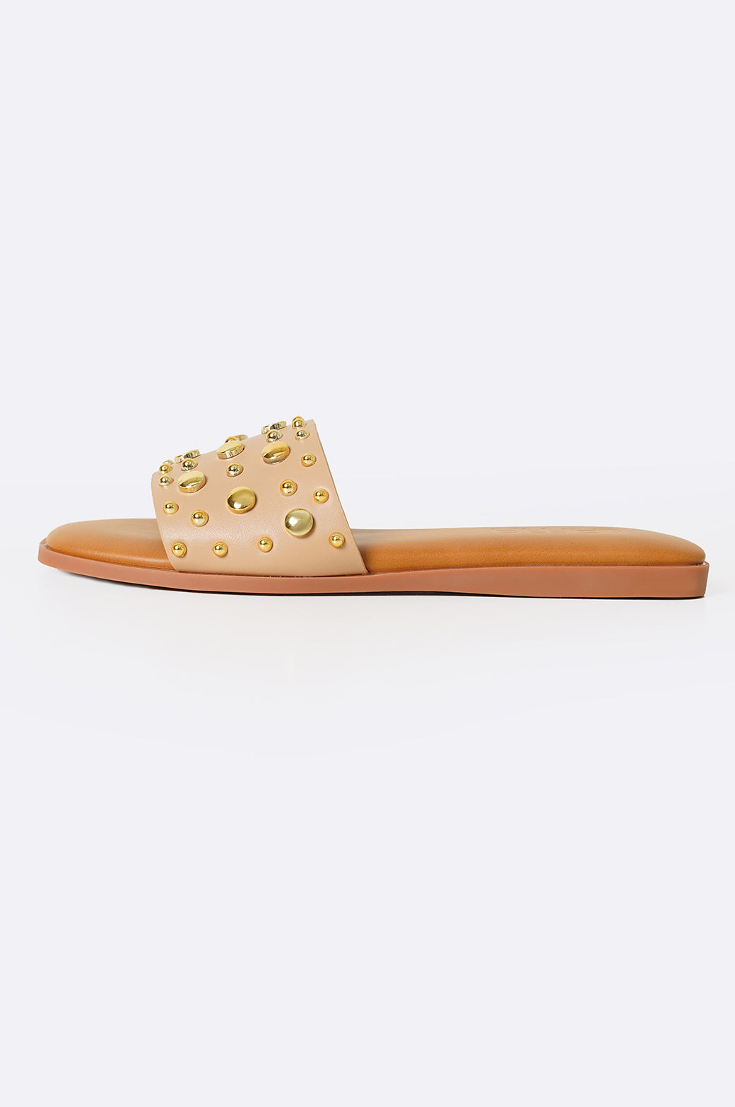 BEIGE STUDDED SLIDES