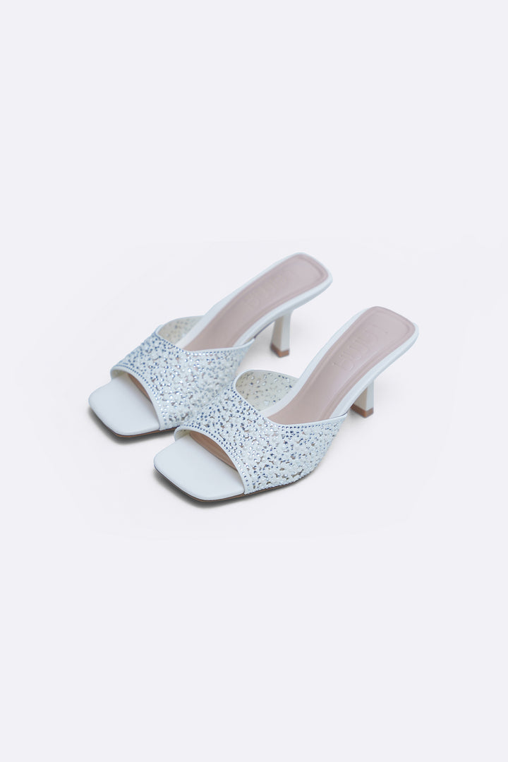 WHITE GLITTER BEAD STILETTO