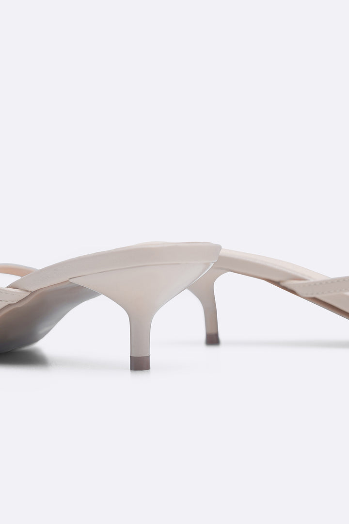 BEIGE MALIBU KITTY HEELS