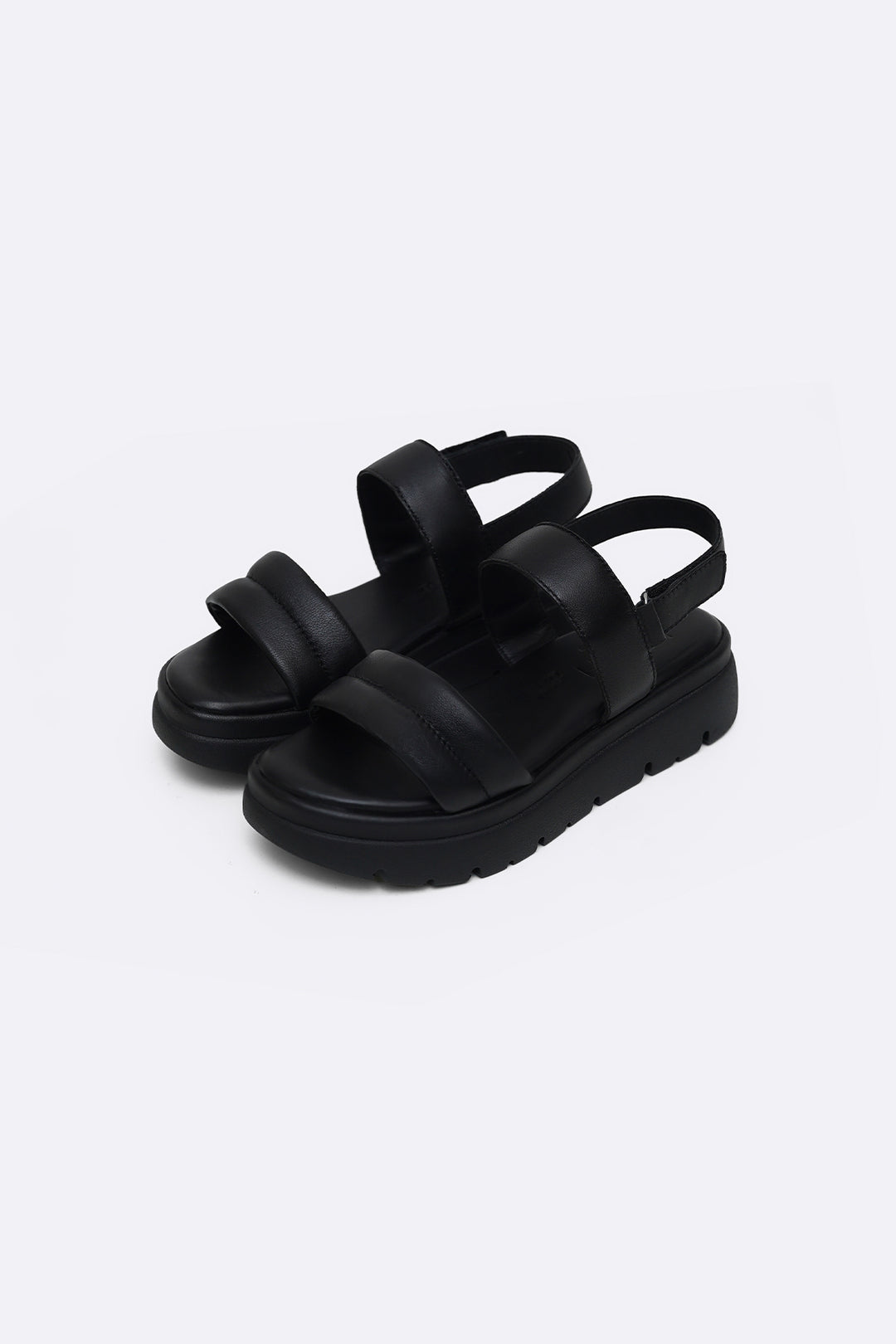 BLACK LEATHER MAMA SANDALS