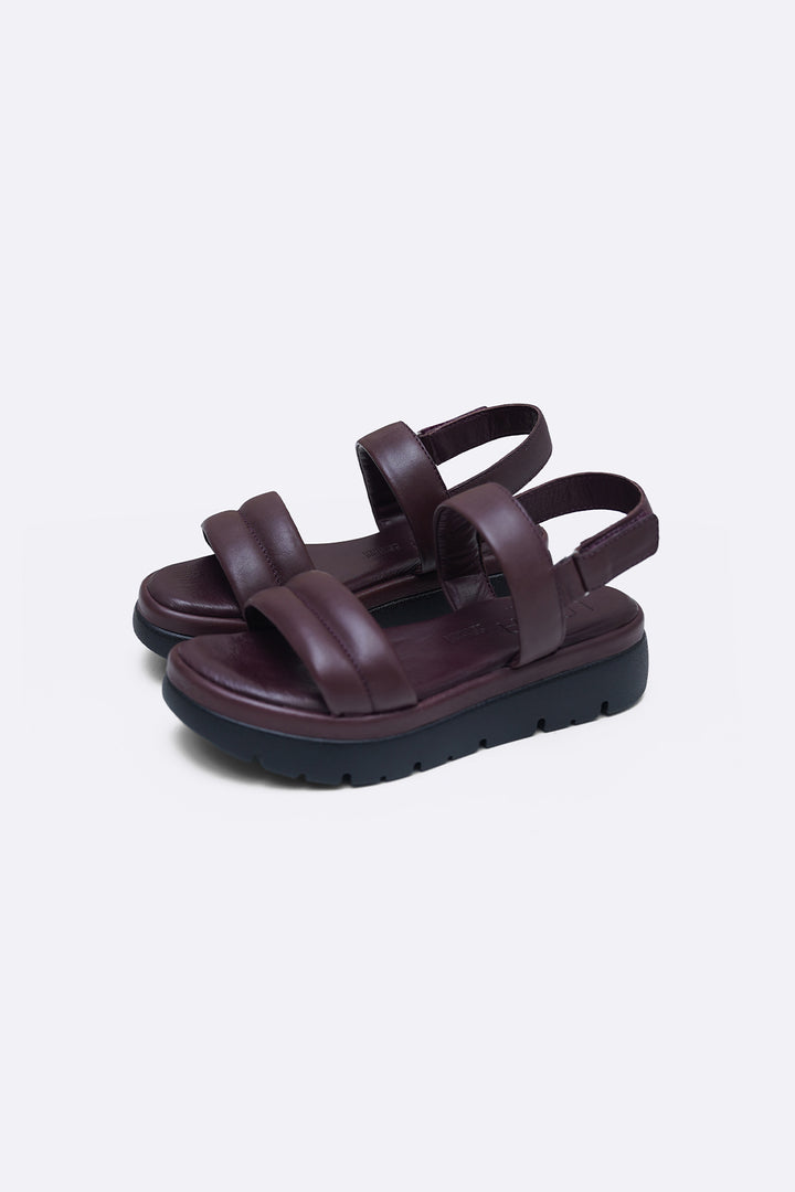 MAROON LEATHER MAMA SANDALS