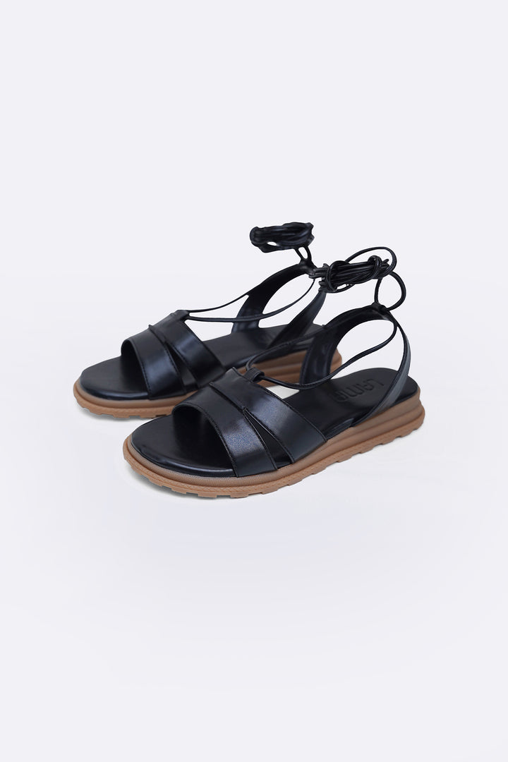 BLACK SOFT GLADIATOR SANDALS