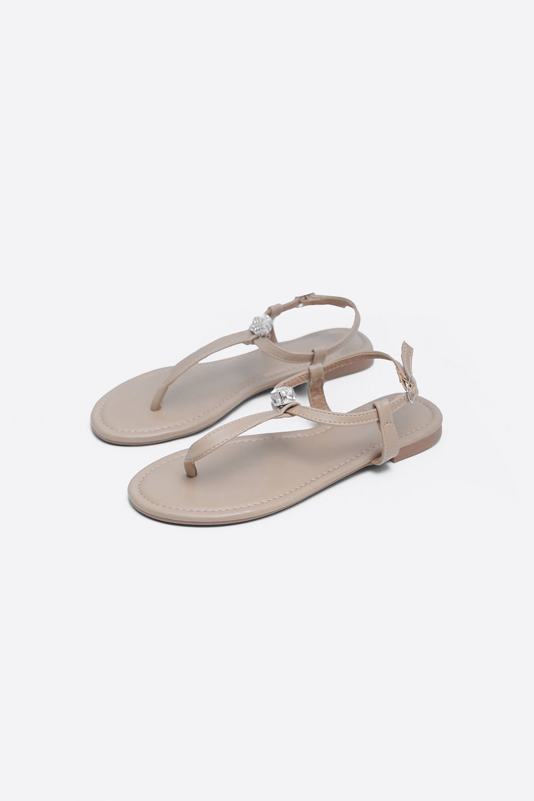 TAUPE SANDALS WITH CUBE STUD