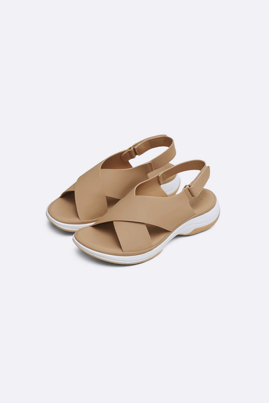 DARK BEIGE CROSS MAMA SANDALS