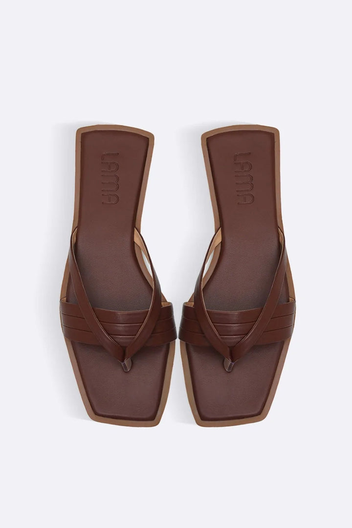 DARK BROWN LUCCA STRAPPY SLIDES