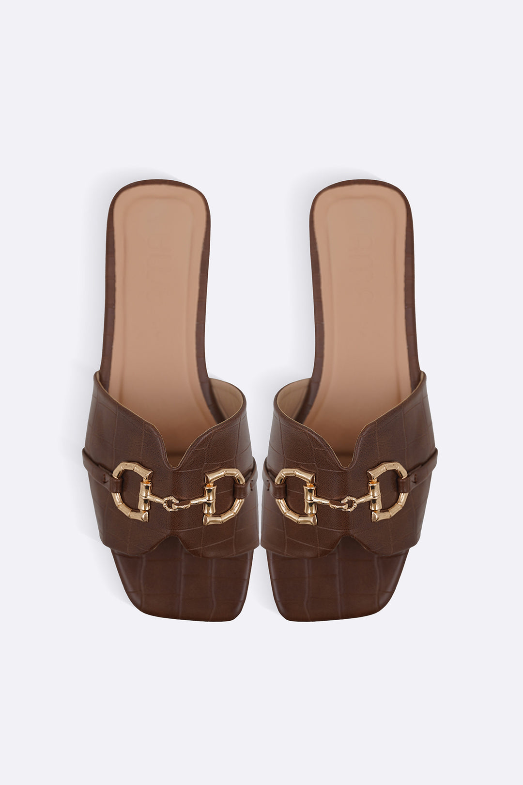 DARK BROWN CITY BUCKLE SLIDES
