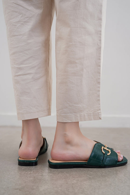 GREEN CITY BUCKLE SLIDES