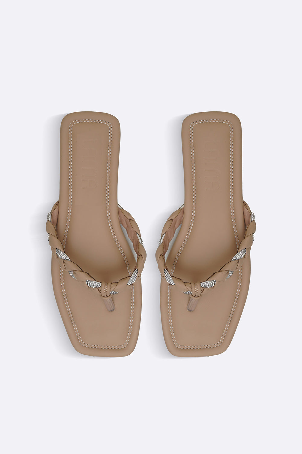 BEIGE BRAIDED FLIP FLOPS