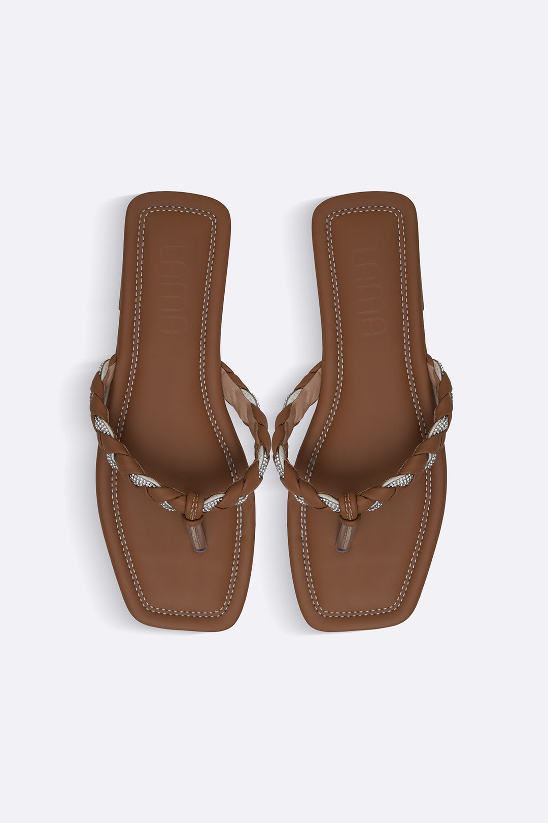 BROWN BRAIDED FLIP FLOPS