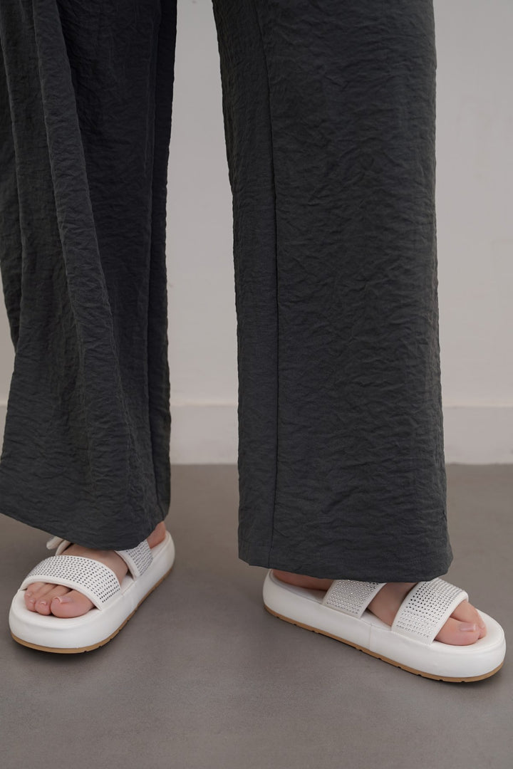WHITE SPARKLE MAMA SLIDES