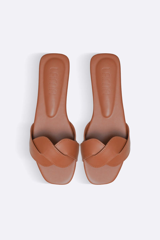 BROWN TRENTO STITCH SLIDES