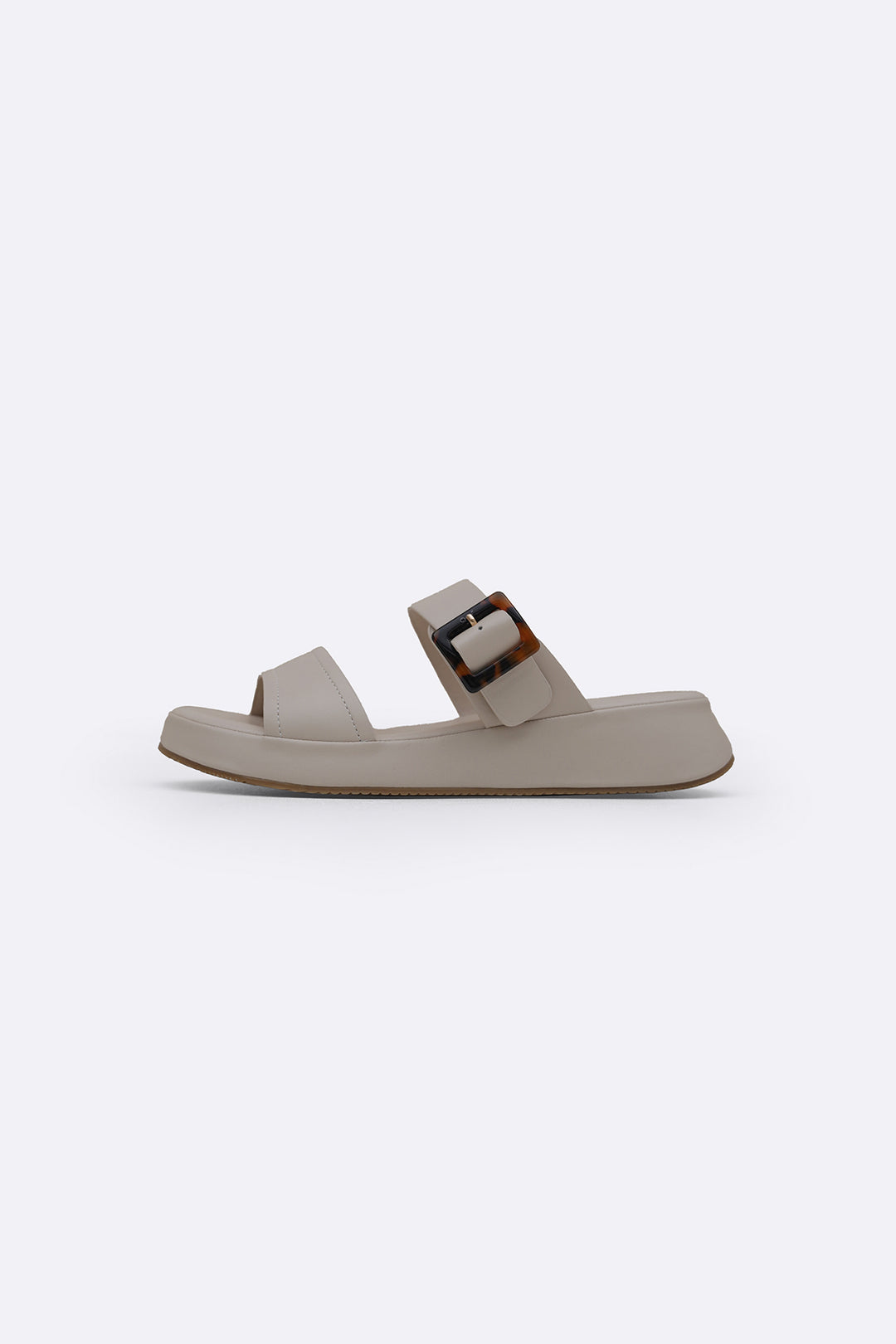 CREAM BUCKLE MAMA SLIDES