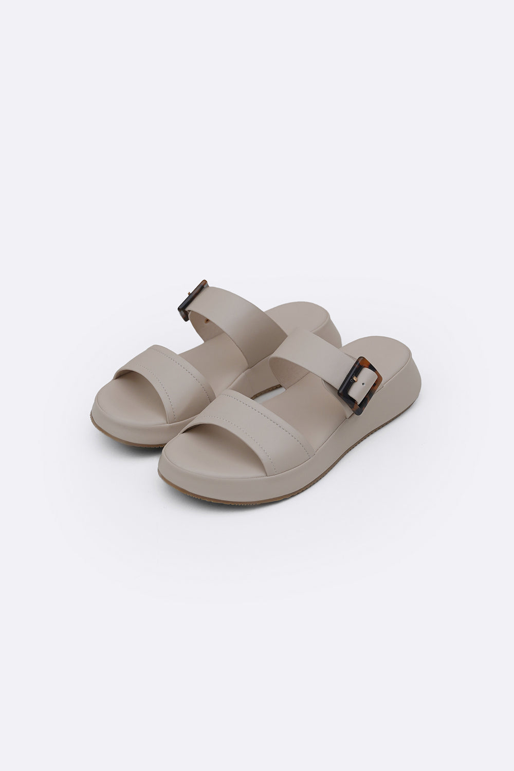 CREAM BUCKLE MAMA SLIDES