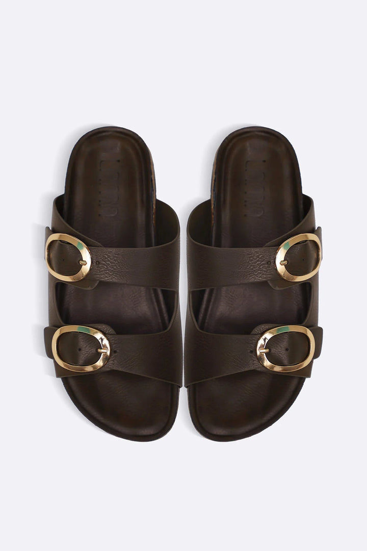 BROWN ADJUSTABLE CUSHIONED SLIDES