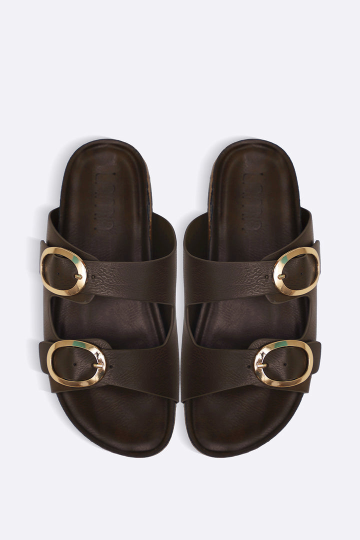 BROWN ADJUSTABLE CUSHIONED SLIDES