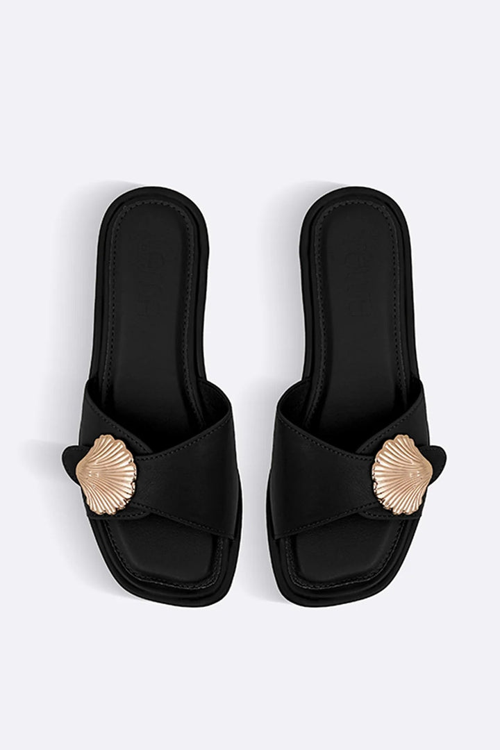 BLACK SEASHELL SLIDES