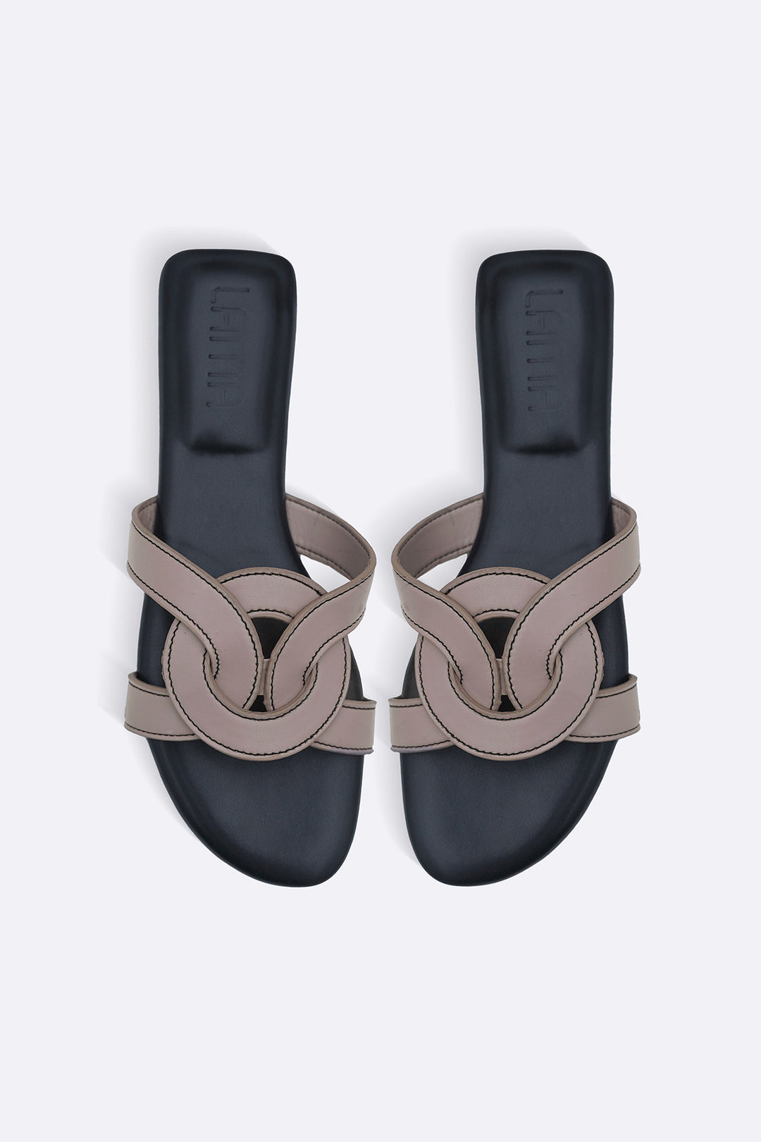 TAUPE BOULEVARD SLIDES