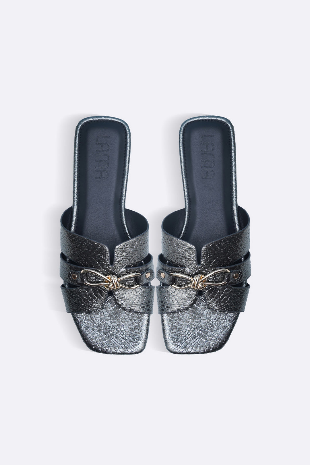 GREY PATENT TEXTURED SLIDES