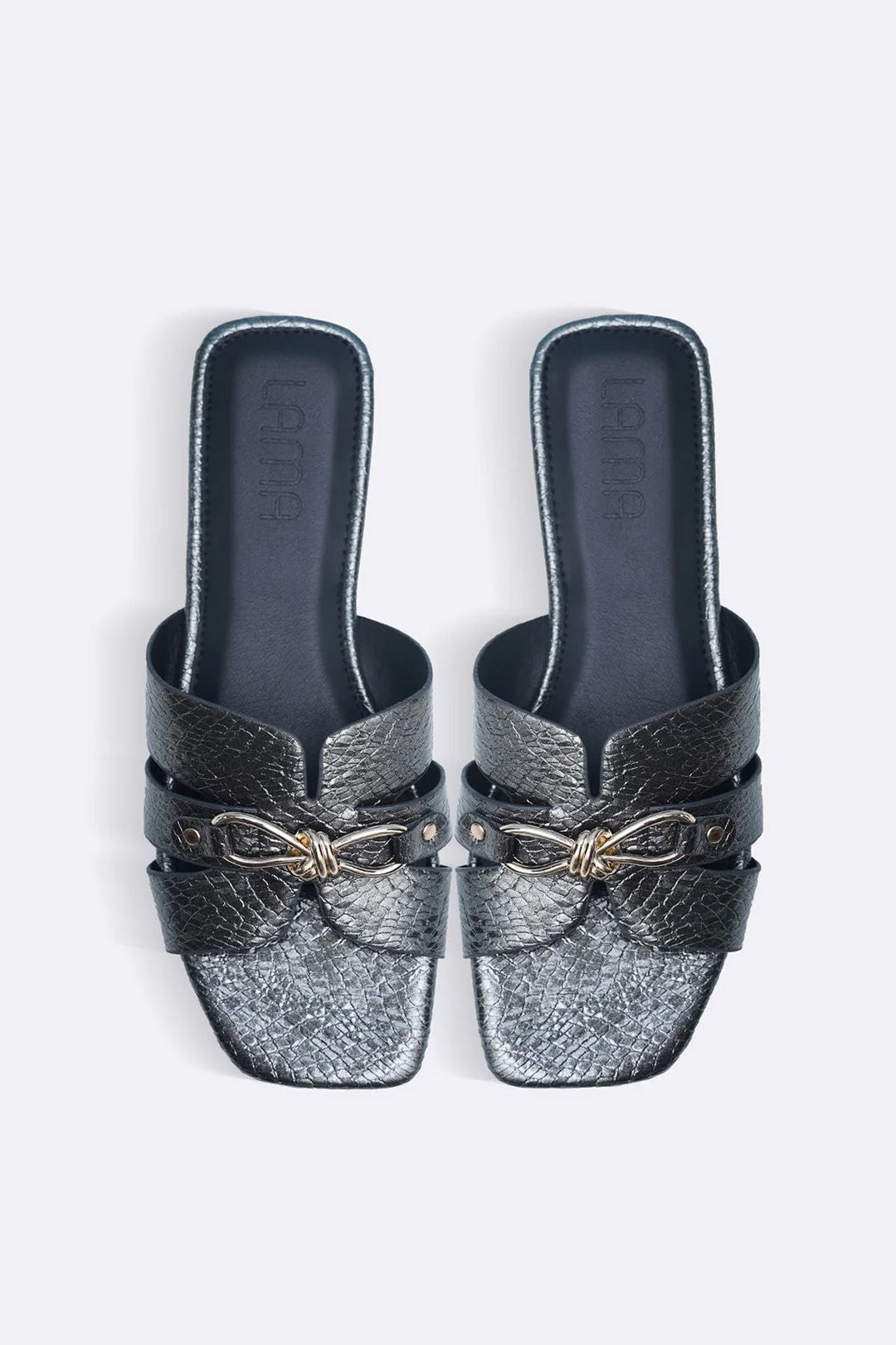 GREY PATENT TEXTURED SLIDES