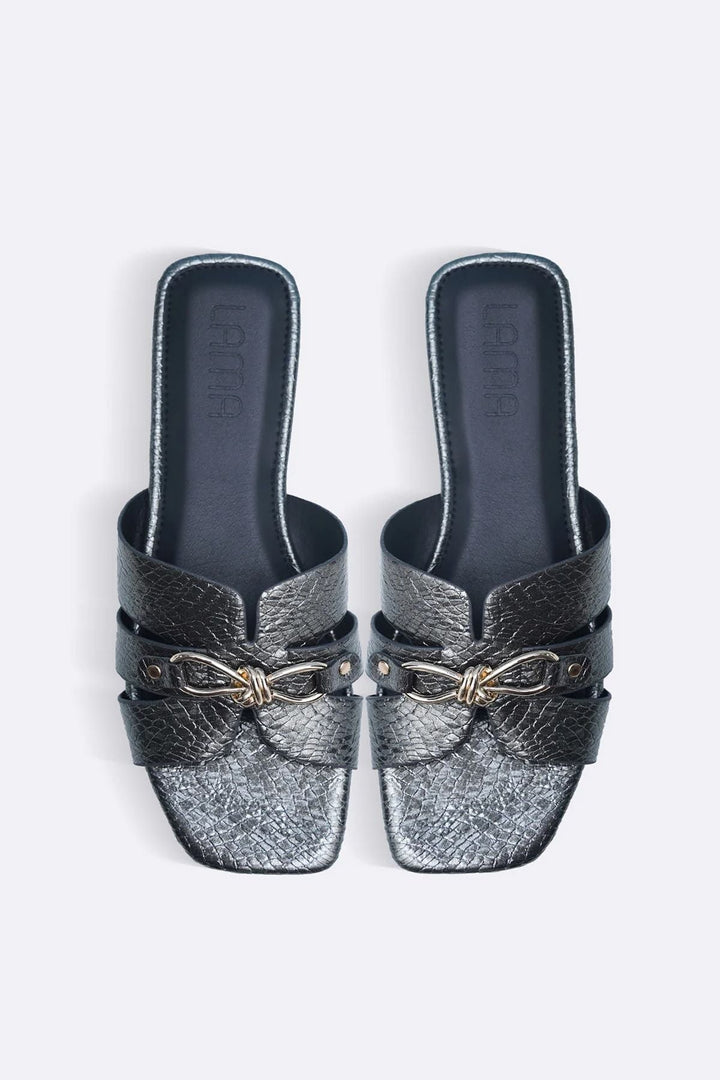 GREY PATENT TEXTURED SLIDES