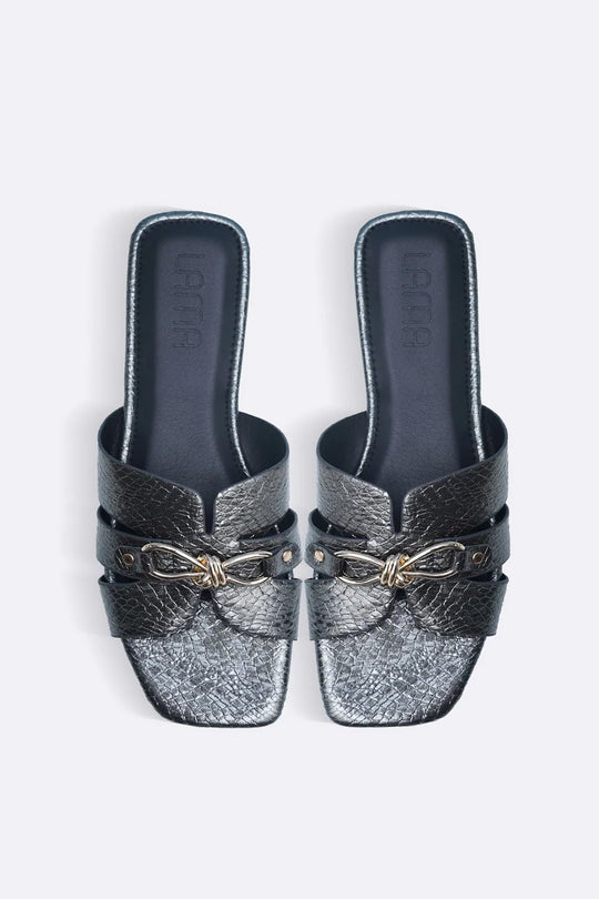 GREY PATENT TEXTURED SLIDES