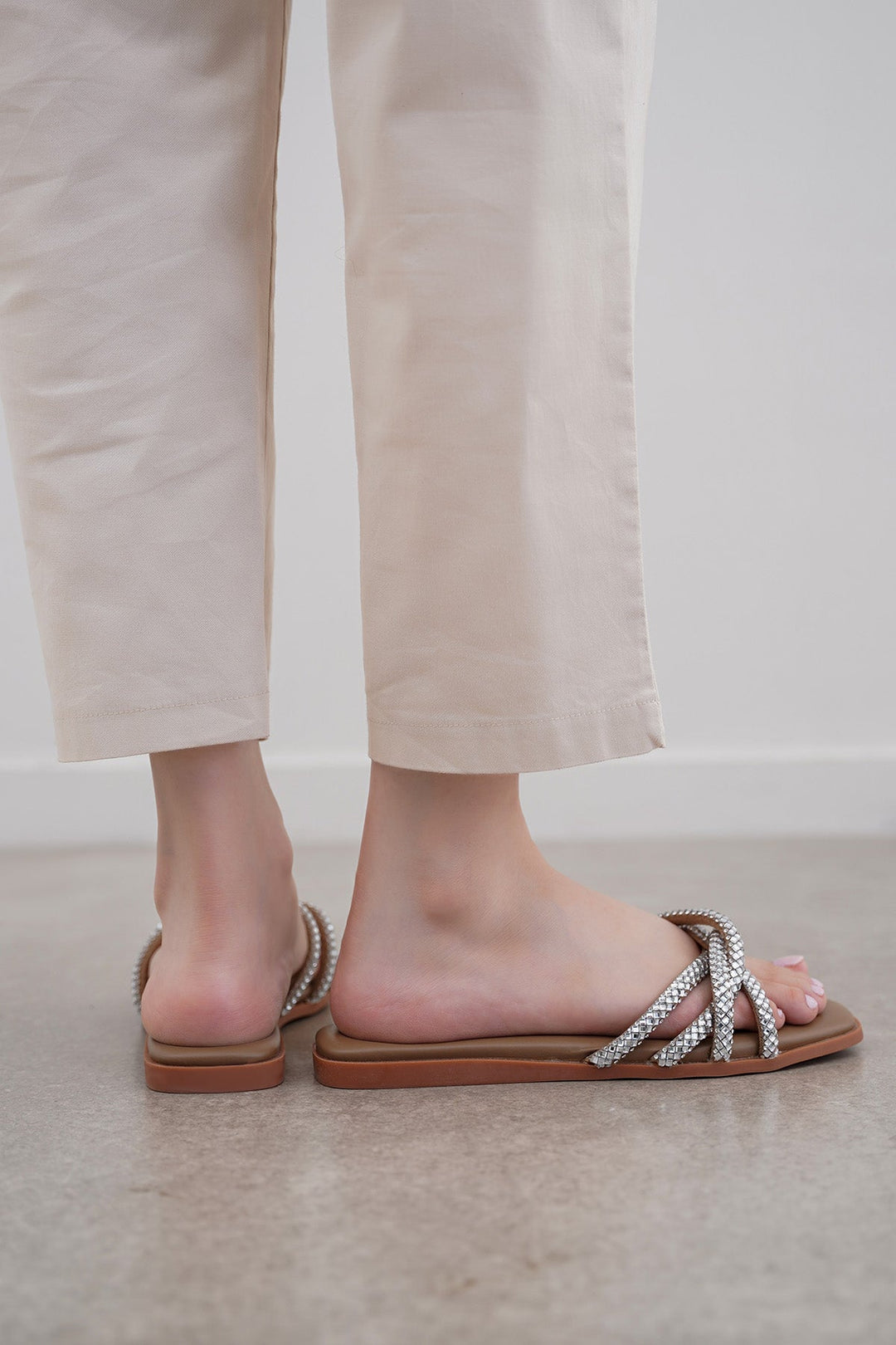 DARK BEIGE GAIA ROPE SLIDES