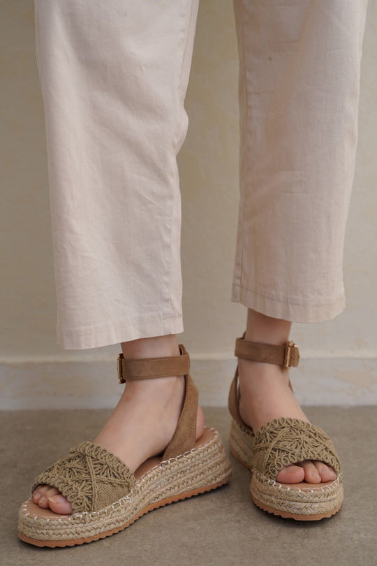 BEIGE RUE WOVEN SANDALS