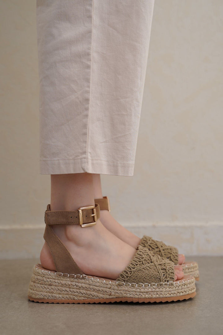 BEIGE RUE WOVEN SANDALS