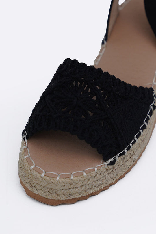 BLACK RUE WOVEN SANDALS