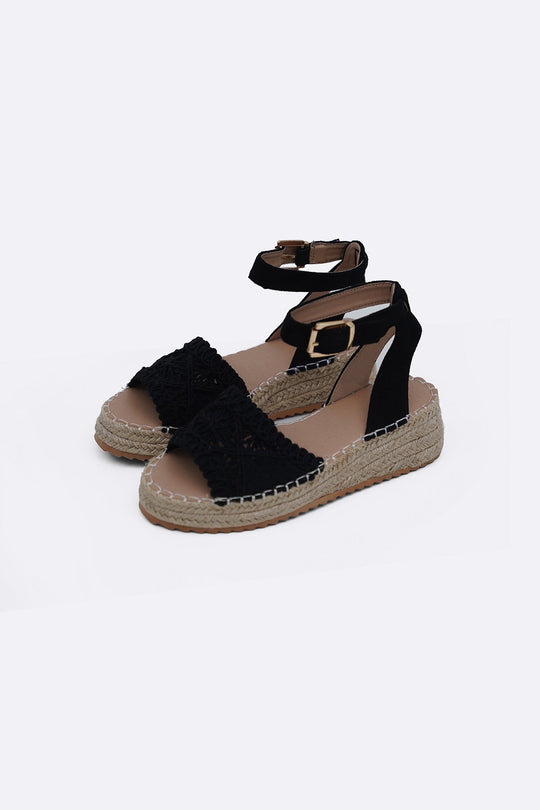 BLACK RUE WOVEN SANDALS