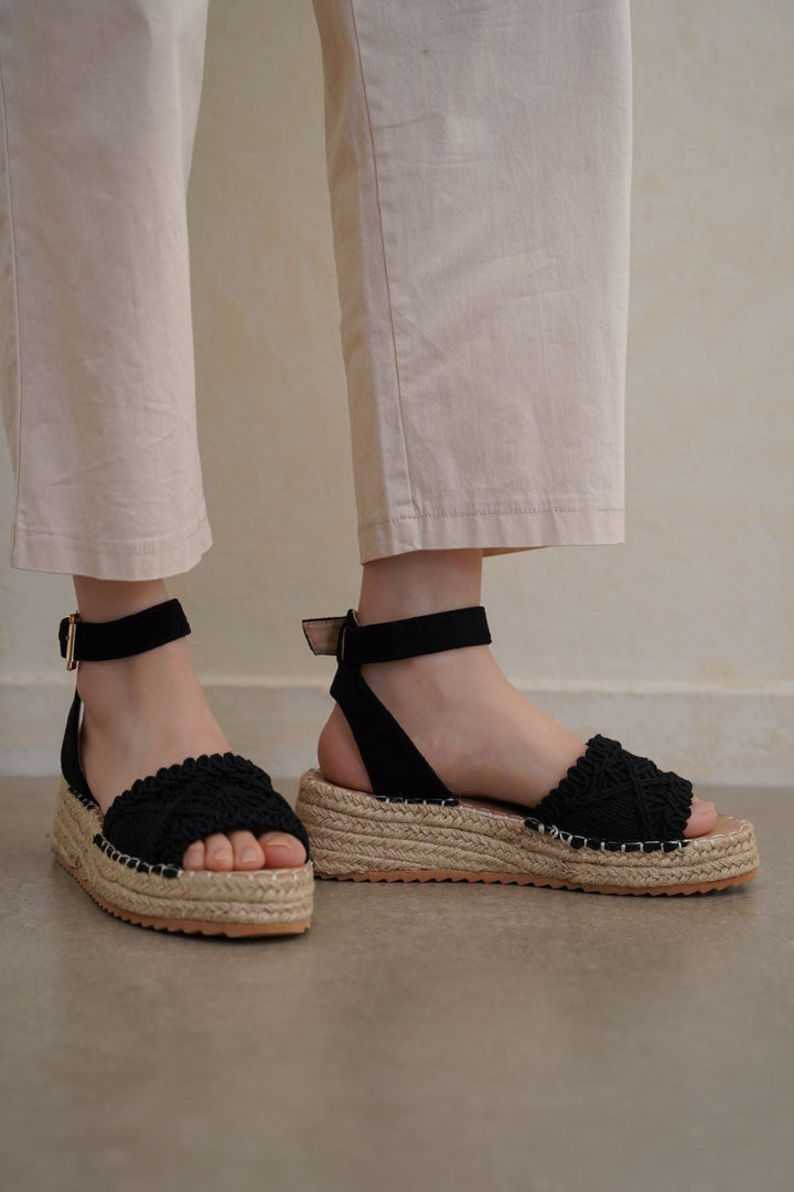 BLACK RUE WOVEN SANDALS