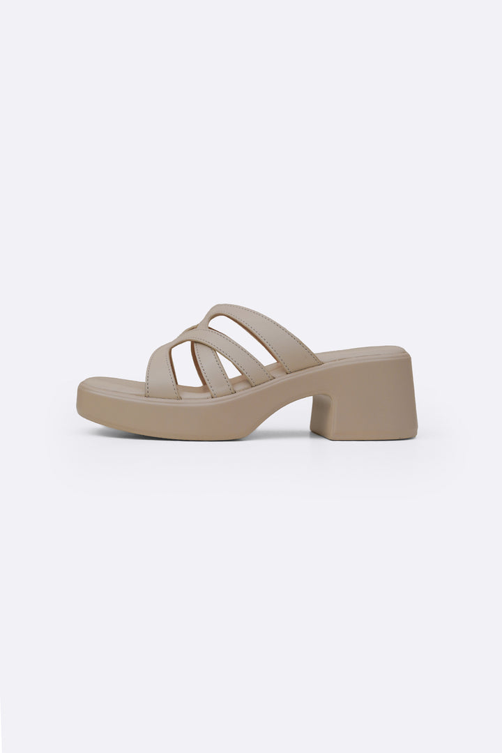 CREAM SOFT BLOCK HEELS
