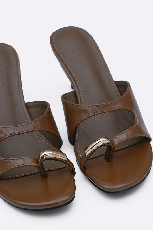 BROWN PERISSA TOE RING HEELS