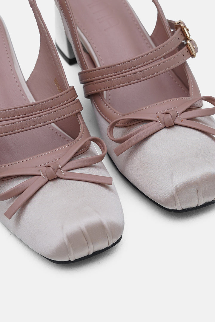 PINK SATIN BALLERINA HEELS
