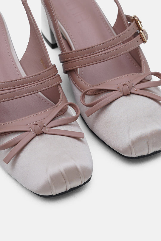 PINK SATIN BALLERINA HEELS