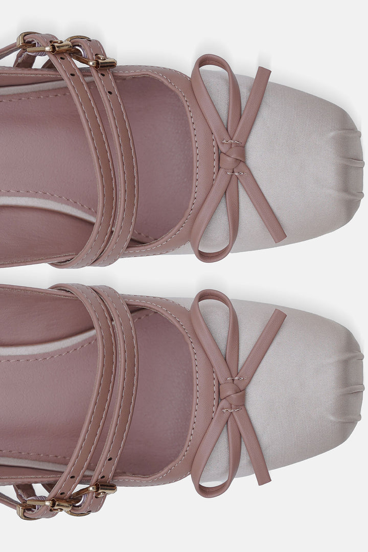PINK SATIN BALLERINA HEELS