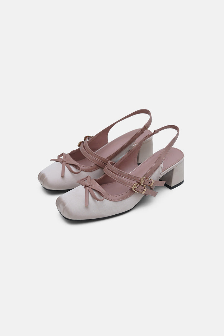 PINK SATIN BALLERINA HEELS
