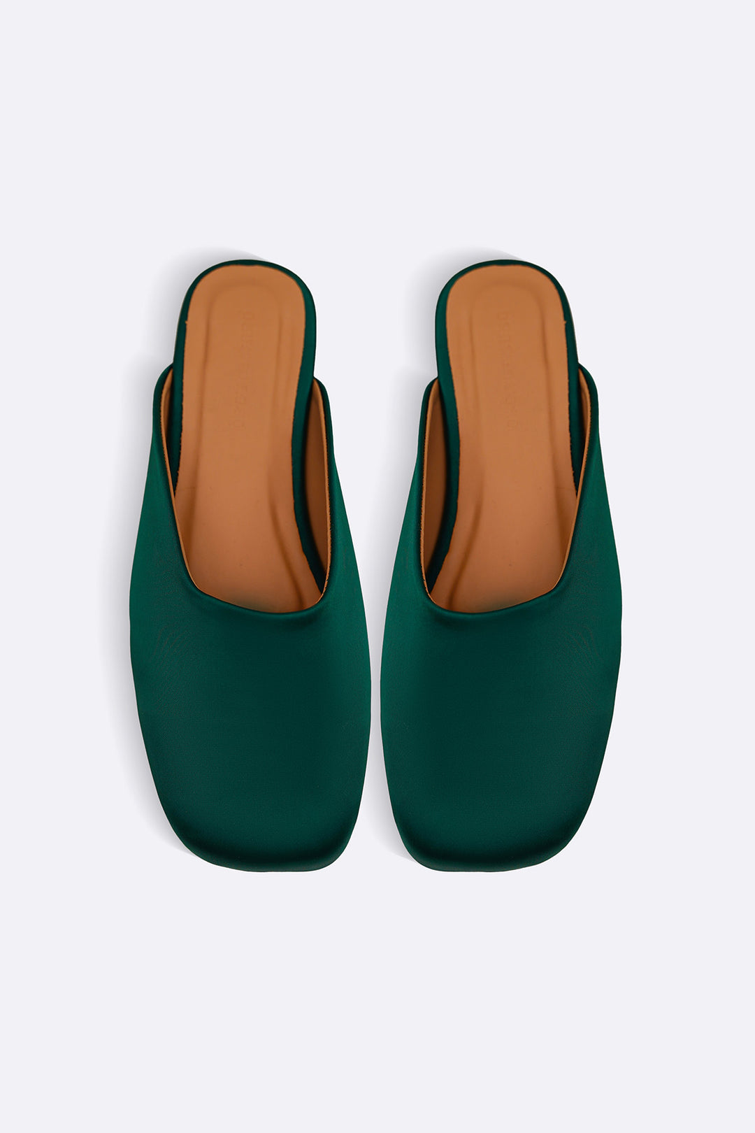BOTTLE GREEN SATIN MULES