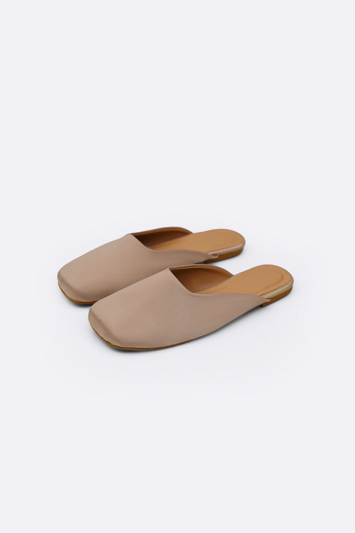 TAUPE SATIN MULES