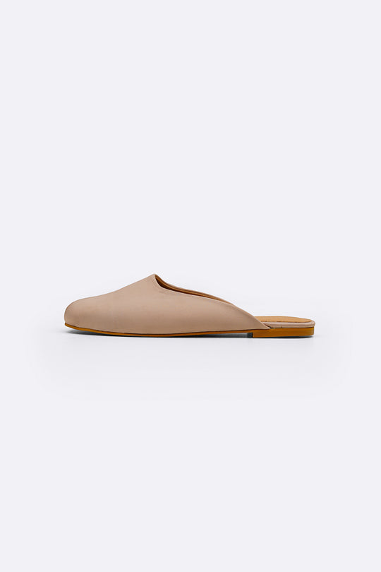 TAUPE SATIN MULES
