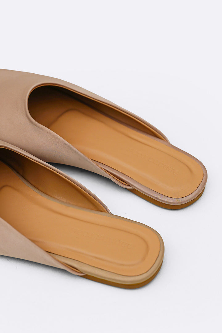 TAUPE SATIN MULES