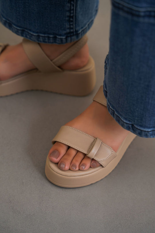 TAUPE HOLIDAY MAMA SANDALS