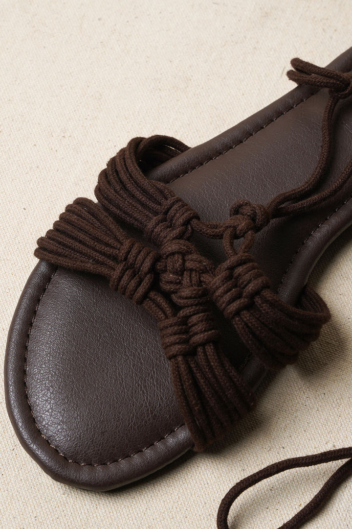CHOCOLATE CAPRI WOVEN SLIDES