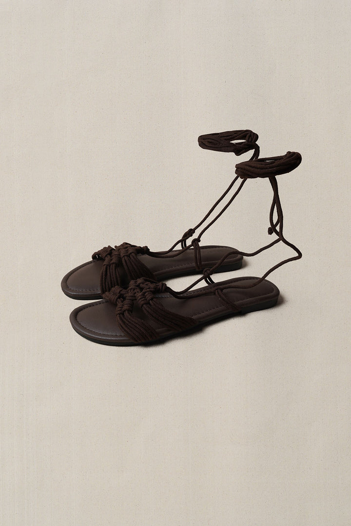 CHOCOLATE CAPRI WOVEN SLIDES