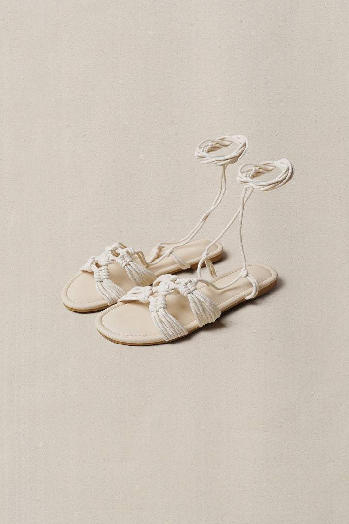 OFF WHITE CAPRI WOVEN SLIDES
