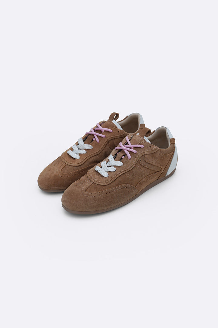 BEIGE LEATHER 2-LACE SNEAKERS
