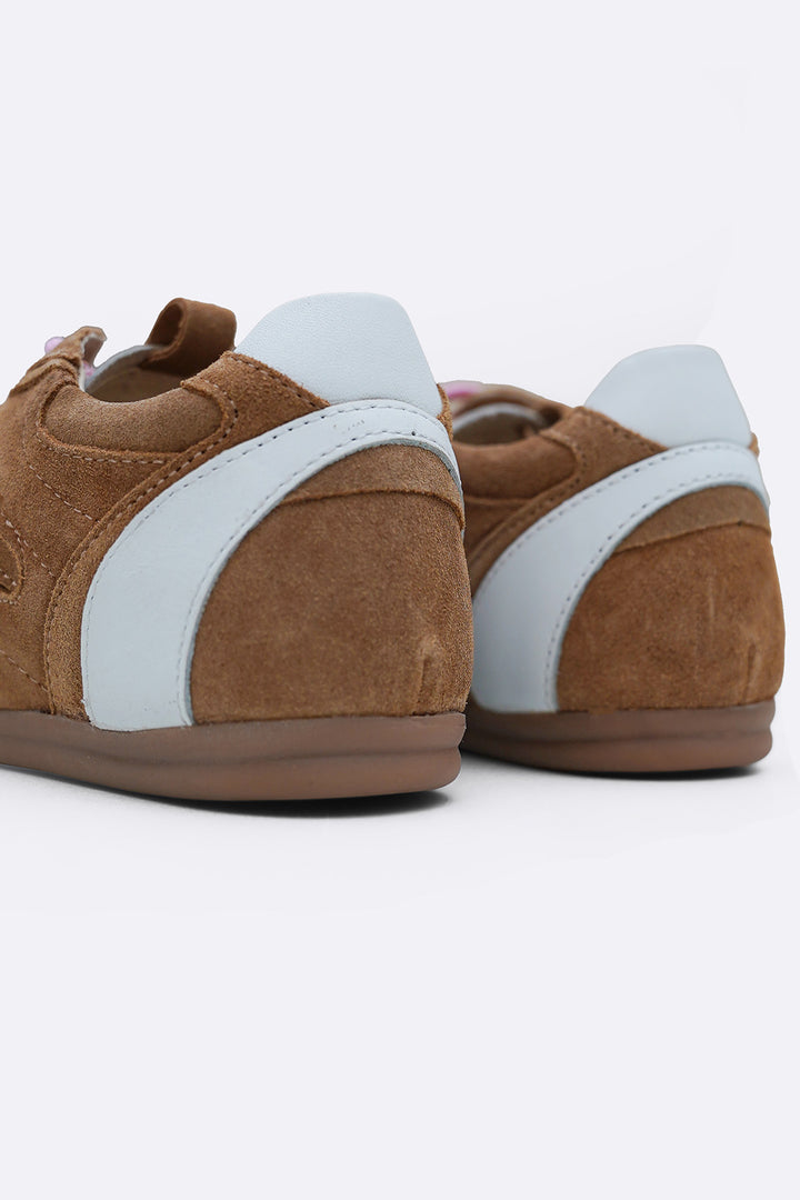 BEIGE LEATHER 2-LACE SNEAKERS