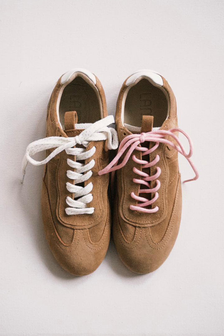 BEIGE LEATHER 2-LACE SNEAKERS