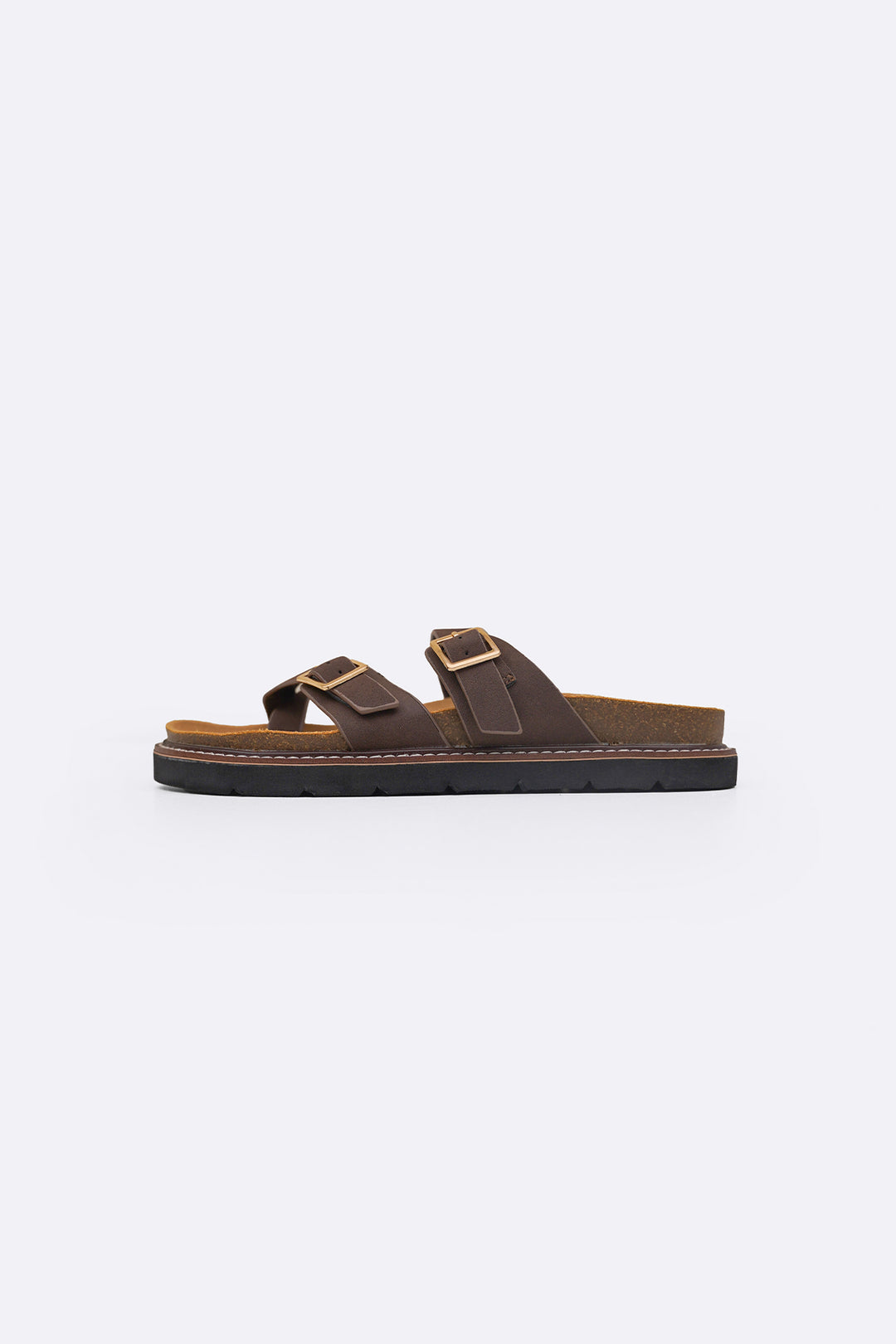 COFFEE ATHENS BUCKLE SLIDES