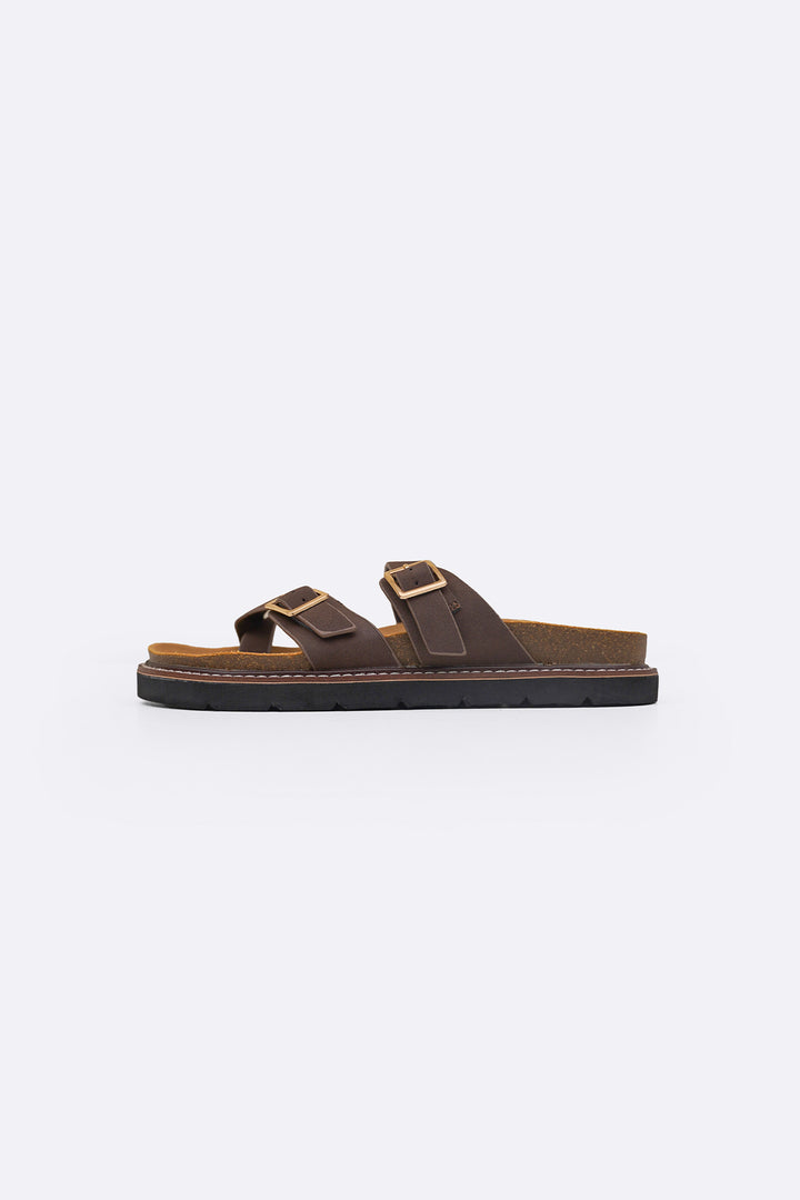 COFFEE ATHENS BUCKLE SLIDES